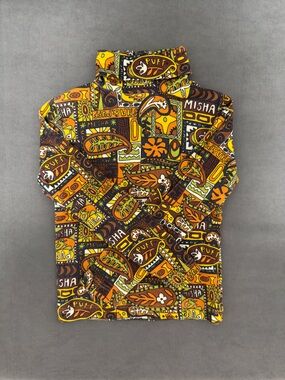 Misha And Puff Retro Graphic Turtleneck in Orange, Yellow, Brown, Green